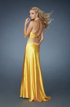 La Femme - 14365 Plunging Halter Empire Evening Gown
