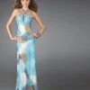 La Femme - 14401 Printed Halter Neck Column Evening Dress Formal Gowns
