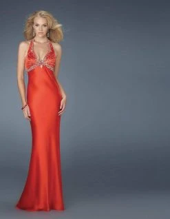 La Femme - 14568 Ravishingly Ornate Notched V-Neck Sheath Gown Formal Gowns