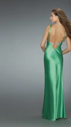 La Femme - 14600 Resplendent Halter-Style Sheath Gown With Center Slit