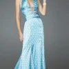 La Femme - 14763 Sultry Plunging V-Neck Polka Dot Sheath Gown Formal Gowns