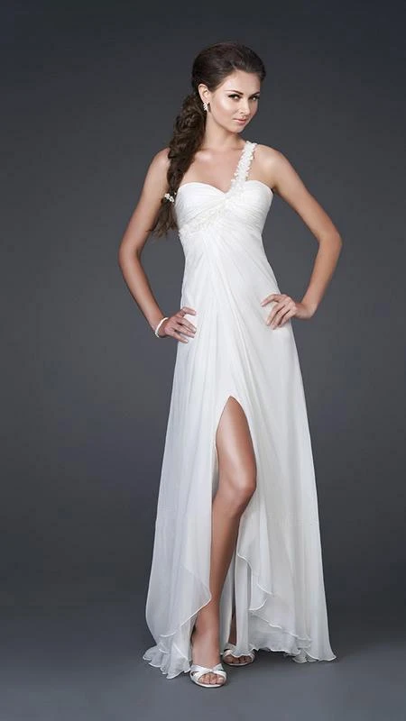La Femme - 15161 Floral Beaded One Shoulder Strap Sweetheart Chiffon A-line Gown Formal Gowns 3 La Femme - 15161 Floral Beaded One Shoulder Strap Sweetheart Chiffon A-line Gown Formal Gowns