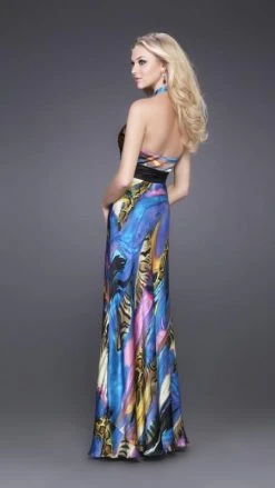 La Femme - 15527 Haltered Multi-Color Evening Gown Formal Gowns
