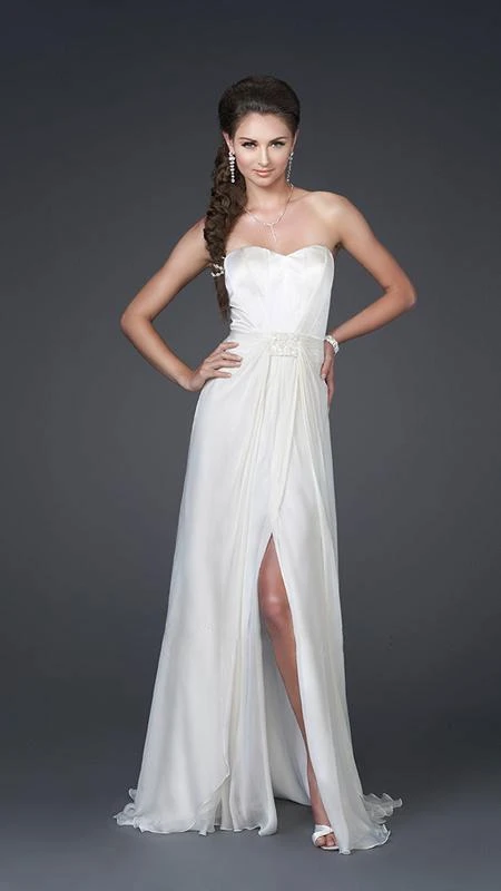 Formal Gowns La Femme - 15586 Strapless Sweetheart Long Silk Gown With Front Slit 3 Formal Gowns La Femme - 15586 Strapless Sweetheart Long Silk Gown With Front Slit