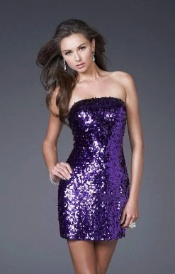 La Femme - 15863 Shining Sequin Strapless Mini Dress