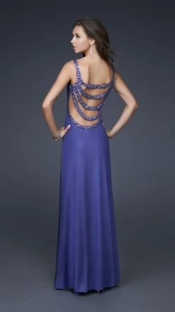 La Femme - 16021 Elegant Beaded Scoop Neck Jersey Sheath Dress Formal Gowns