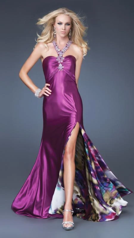 La Femme - 16110 Beaded Halter Strap Sweetheart A-line Dress 3 La Femme - 16110 Beaded Halter Strap Sweetheart A-line Dress