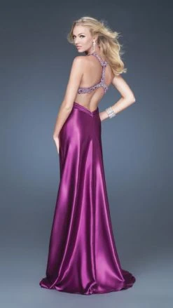 La Femme - 16110 Beaded Halter Strap Sweetheart A-line Dress