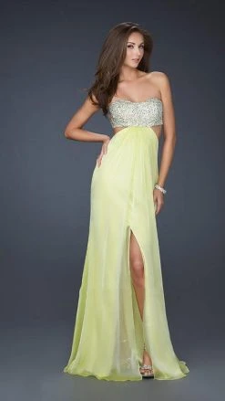 La Femme - 16291 Strapless Chiffon Gown With Exquisite Beading