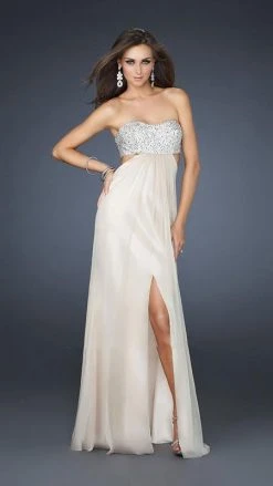 La Femme - 16291 Strapless Chiffon Gown With Exquisite Beading