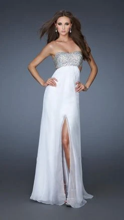 La Femme - 16291 Strapless Chiffon Gown With Exquisite Beading