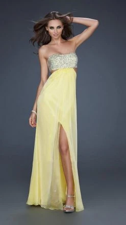 La Femme - 16291 Strapless Chiffon Gown With Exquisite Beading