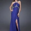 Formal Gowns La Femme - 16564 Floral Accent Halter Strapped Empire Waist Evening Gown