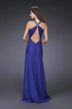 Formal Gowns La Femme - 16564 Floral Accent Halter Strapped Empire Waist Evening Gown