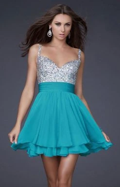 La Femme - 16813 Bejeweled Short Chiffon Party Dress 16 La Femme - 16813 Bejeweled Short Chiffon Party Dress