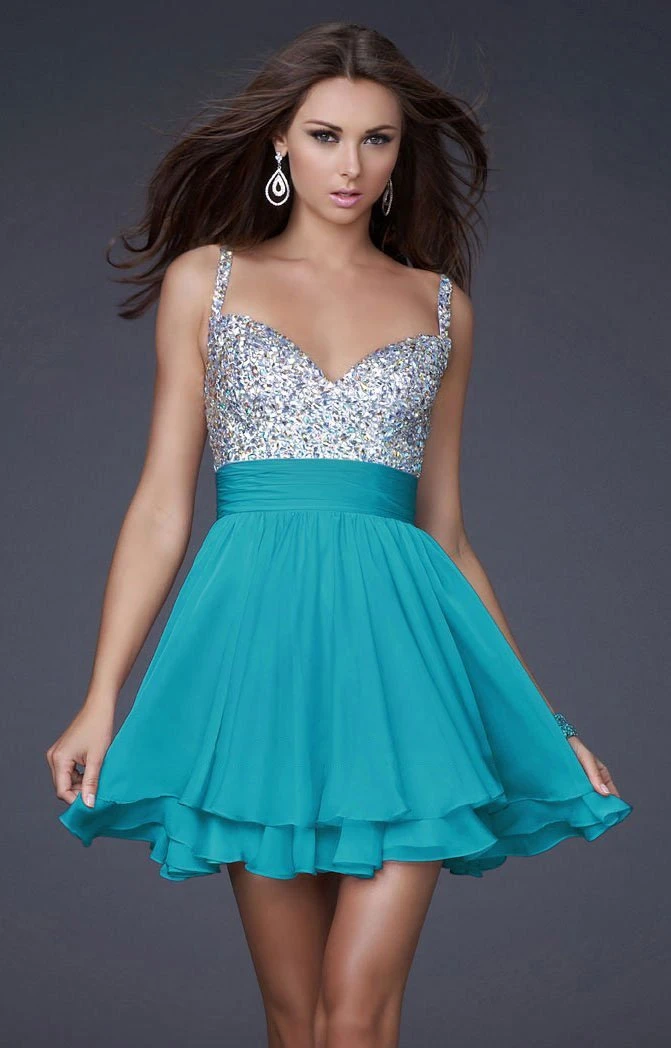 La Femme - 16813 Bejeweled Short Chiffon Party Dress 9 La Femme - 16813 Bejeweled Short Chiffon Party Dress