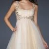 La Femme - 17500 Embellished Square Neck Empire Waist Short Dress