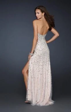 Formal Gowns La Femme - 17975 Strapless Beaded Chiffon Sheath Dress With Slit