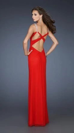 La Femme - 18698 Interwoven Pleated Sweetheart Chiffon Sheath Gown