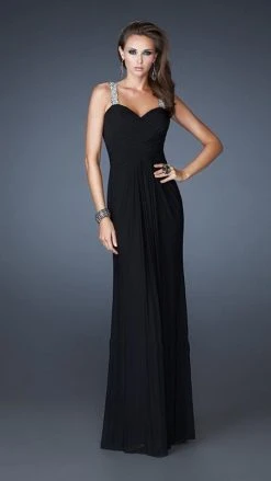 La Femme - 18698 Interwoven Pleated Sweetheart Chiffon Sheath Gown