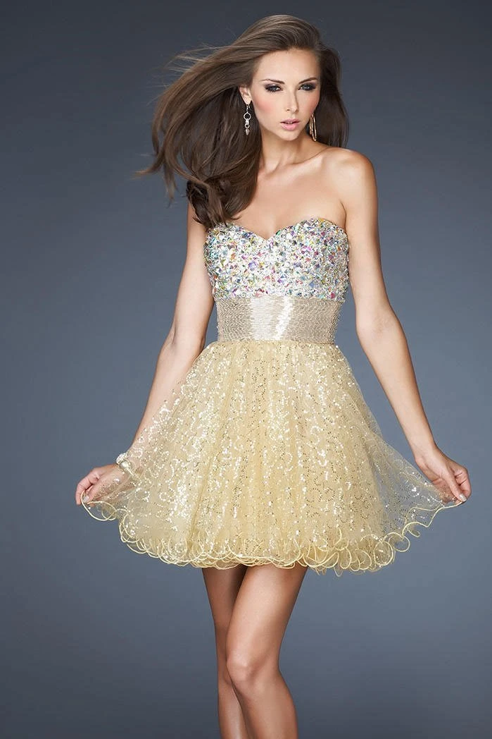 Cocktail Dresses La Femme - 18902 Multi-Color Jeweled Sweetheart Short Dress 6 Cocktail Dresses La Femme - 18902 Multi-Color Jeweled Sweetheart Short Dress
