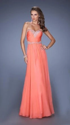 La Femme - 19372 Strapless Evening Gown With Jeweled Waist Formal Gowns