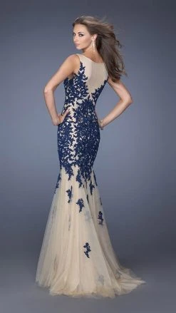 La Femme - 19916 Elaborate Lace Appliqued Jewel Tulle Mermaid Gown Formal Gowns