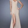 La Femme - 20011 Elegant Lace Cap Sleeve Evening Dress Formal Gowns