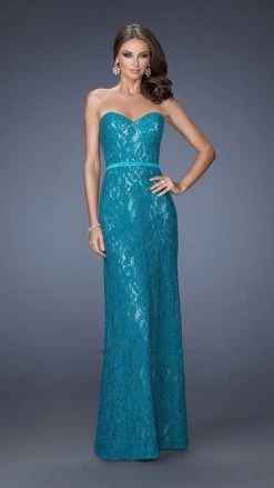 Formal Gowns La Femme - 20107 Lace Embellished Sweetheart Column Gown