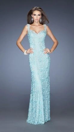 La Femme - 20121 Magnificently Embellished Lace Sweetheart Sheath Gown