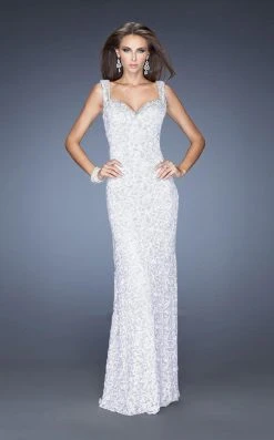 La Femme - 20121 Magnificently Embellished Lace Sweetheart Sheath Gown