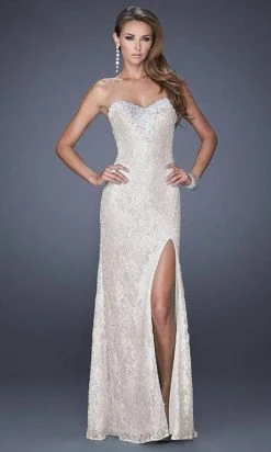 La Femme - 20165 Dainty Strapless Sweetheart Sheath Gown With Slit 8 La Femme - 20165 Dainty Strapless Sweetheart Sheath Gown With Slit