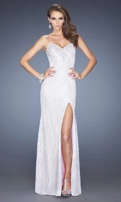 La Femme - 20165 Dainty Strapless Sweetheart Sheath Gown With Slit