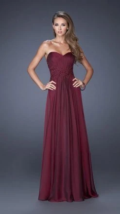 La Femme - 20449 Strapless Sweetheart Gown With Beaded Lace Applique Formal Gowns