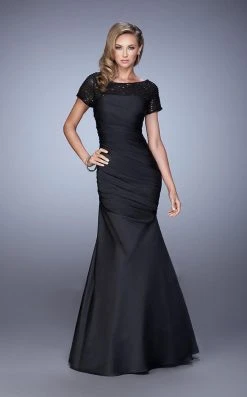 La Femme - 21670 Sequined Draped Mermaid Gown Formal Gowns