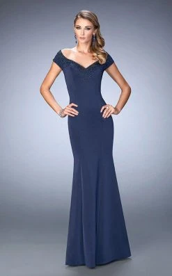 Formal Gowns La Femme - 22716 Beaded Off-shoulder/Sweetheart Trumpet Dress