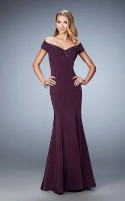 Formal Gowns La Femme - 22716 Beaded Off-shoulder/Sweetheart Trumpet Dress