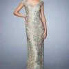 La Femme - 22984 Cap Sleeve Lace Brocade Evening Gown Formal Gowns