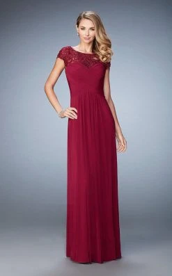 Formal Gowns La Femme - 23077 Crisscrossed Bodice A-Line Gown