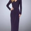 Formal Gowns La Femme - 24927 Long Sleeve Drape Tulip Gown