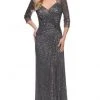Homecoming Dresses La Femme - 27930SC Sequined V-neck Evening Dress - 1 Pc Gunmetal In Size 14 Available 1 Homecoming Dresses La Femme - 27930SC Sequined V-neck Evening Dress - 1 Pc Gunmetal In Size 14 Available