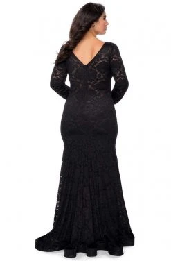 Formal Gowns La Femme - 29017SC Embellished V-neck Dress - 1 Pc Black In Size 16W Available