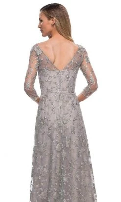 Formal Gowns La Femme - 29153 Illusion Bateau Neck Long Gown - 1 Pc Pearl Silver In Size 14 Available 9 Formal Gowns La Femme - 29153 Illusion Bateau Neck Long Gown - 1 Pc Pearl Silver In Size 14 Available