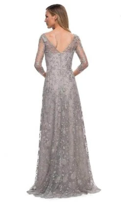 Formal Gowns La Femme - 29153 Illusion Bateau Neck Long Gown - 1 Pc Pearl Silver In Size 14 Available 7 Formal Gowns La Femme - 29153 Illusion Bateau Neck Long Gown - 1 Pc Pearl Silver In Size 14 Available