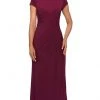 La Femme - Cap Sleeve Bateau Jersey Sheath Dress 28026SC - 2 Pcs Wine In Sizes 8 And 10 Available Formal Gowns 2 La Femme - Cap Sleeve Bateau Jersey Sheath Dress 28026SC - 2 Pcs Wine In Sizes 8 And 10 Available Formal Gowns