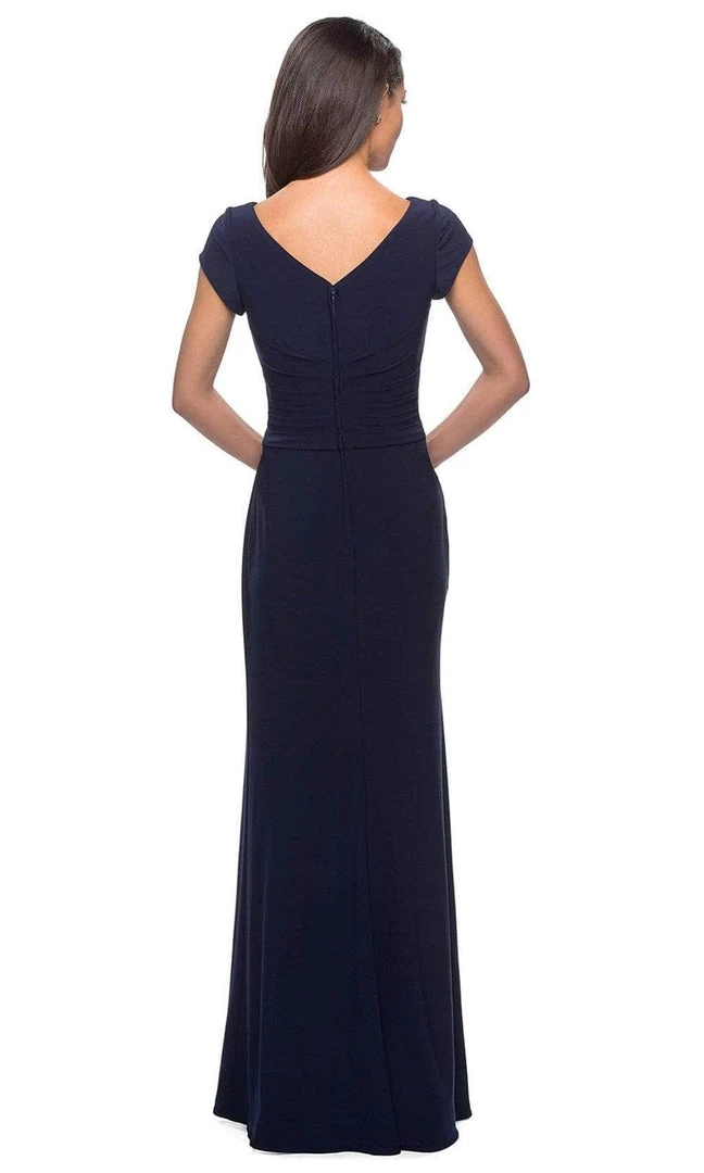 Formal Gowns La Femme - Cap Sleeve Cross Draped Jersey Dress 28026SC 8 Formal Gowns La Femme - Cap Sleeve Cross Draped Jersey Dress 28026SC