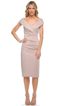 La Femme - Cap Sleeve Jersey Cocktail Dress 30110SC - 1 Pc Frost Rose In Size 12 Available