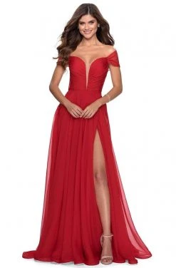 La Femme - Deep Sweetheart A-Line Evening Dress 28546SC - 1 Pc Red In Size 14 Available Formal Gowns