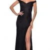 La Femme - Embellished Off Shoulder High Slit Dress 28301SC - 1 Pc Black In Size 10 Available Formal Gowns 1 La Femme - Embellished Off Shoulder High Slit Dress 28301SC - 1 Pc Black In Size 10 Available Formal Gowns