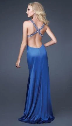 La Femme Gigi - 16338 Bejeweled Empire Waist Sheath Evening Dress Formal Gowns